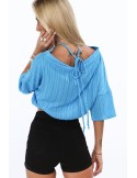 Navy blue blouse tied around the neck MP16365 - Online store - Boutique